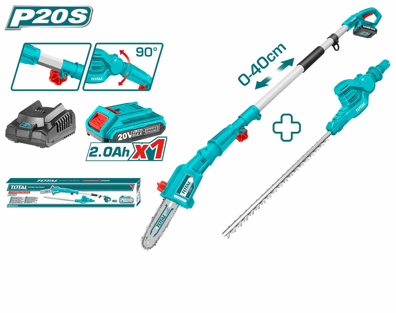 Grass Trimmer 7 / Pole Hedge Trimmer & Pole Saw / Cordless Lithium Ion