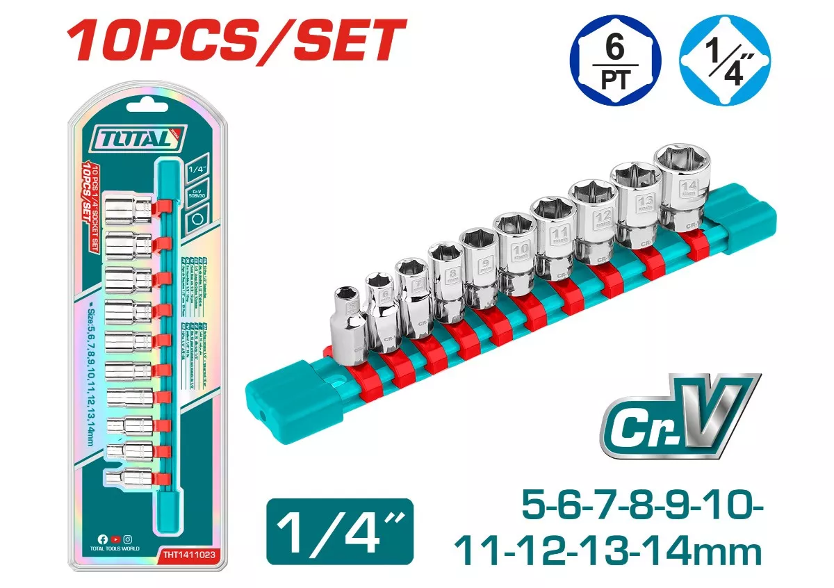 Socket Spanner Set - 1 / 1/4", 10Pcs/Set