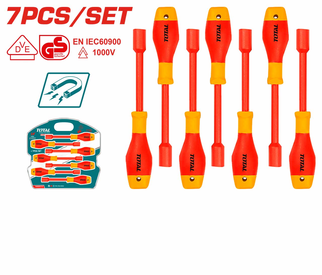 Screw Driver Bit Nut Setter - 8 / Insulated / 7Pcs/Set