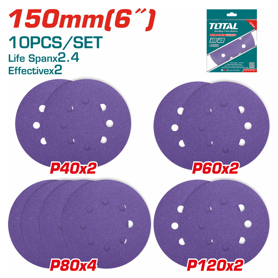 Sand Paper - 9.997 / For Random Orbit Sander / 10Pcs/Set / Purple