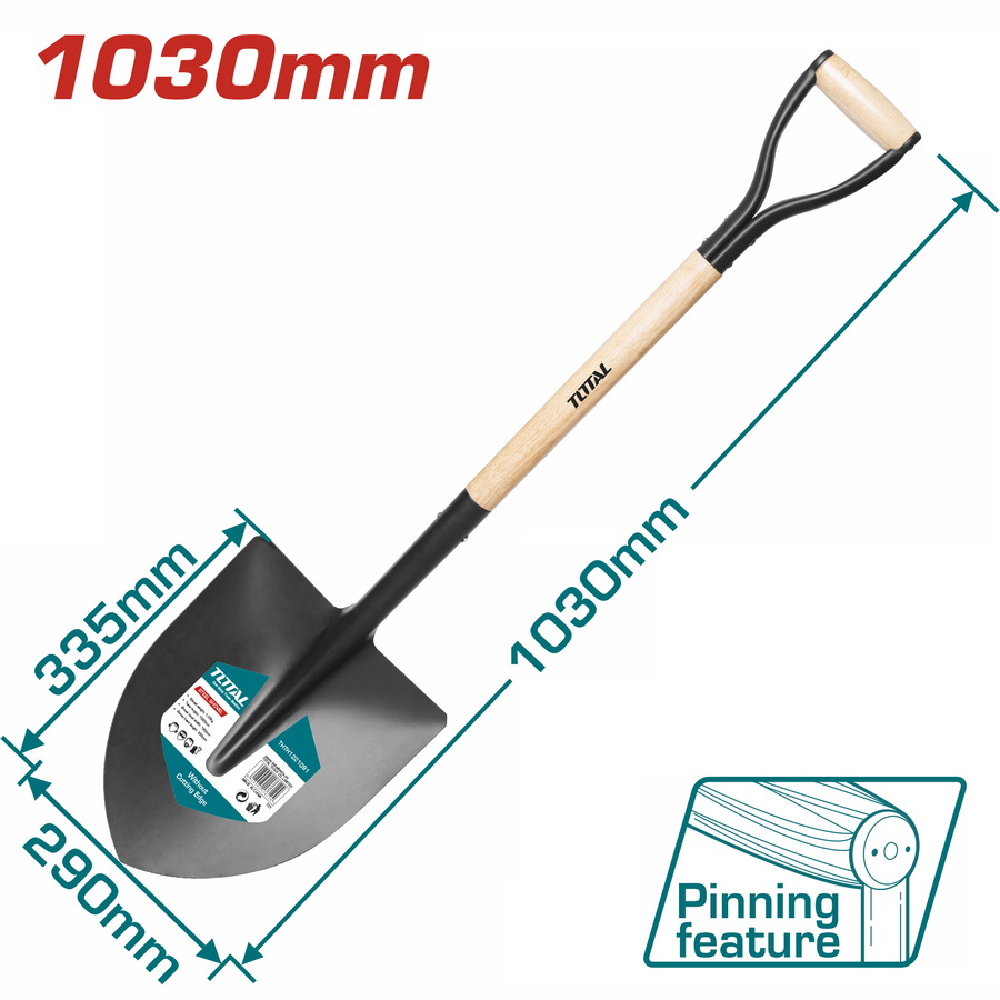 Garden Tool 9.5 / Shovel With Wooden Handle, Steel