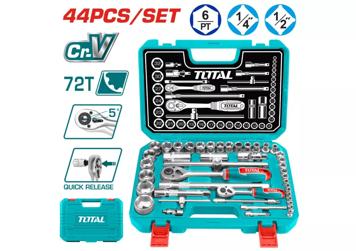 Tool Box Set - 9.994 / Socket Set Spanner 1/4"+1/2" / 44Pcs/Set