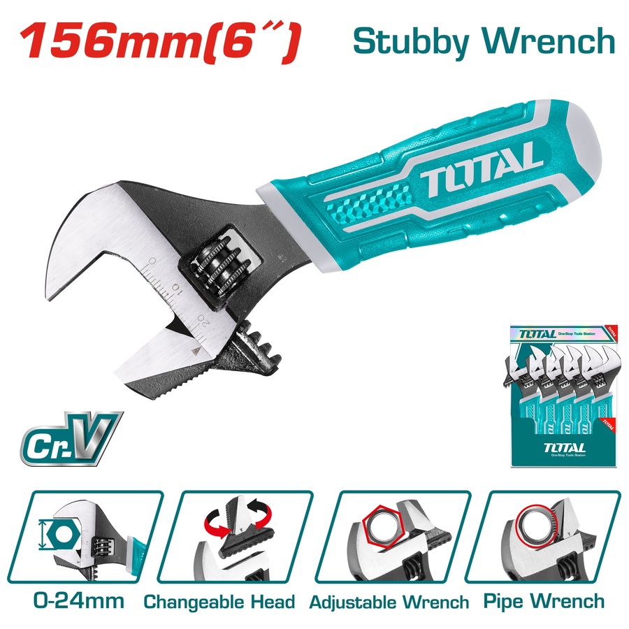 Adjustable Wrench - 3 / 2-In-1 Stubby