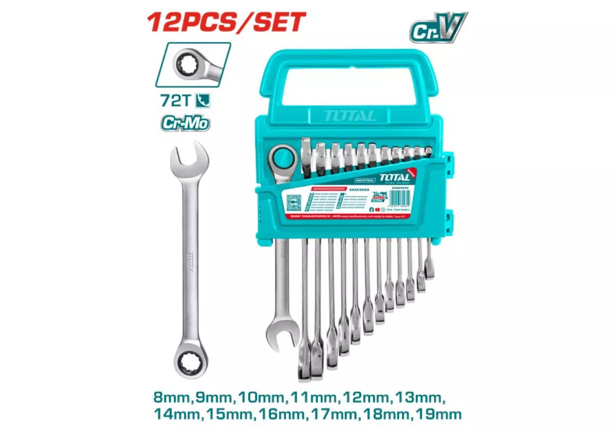 Spanner Set - 8 Combination / Ratchet Type / 12Pcs/Set