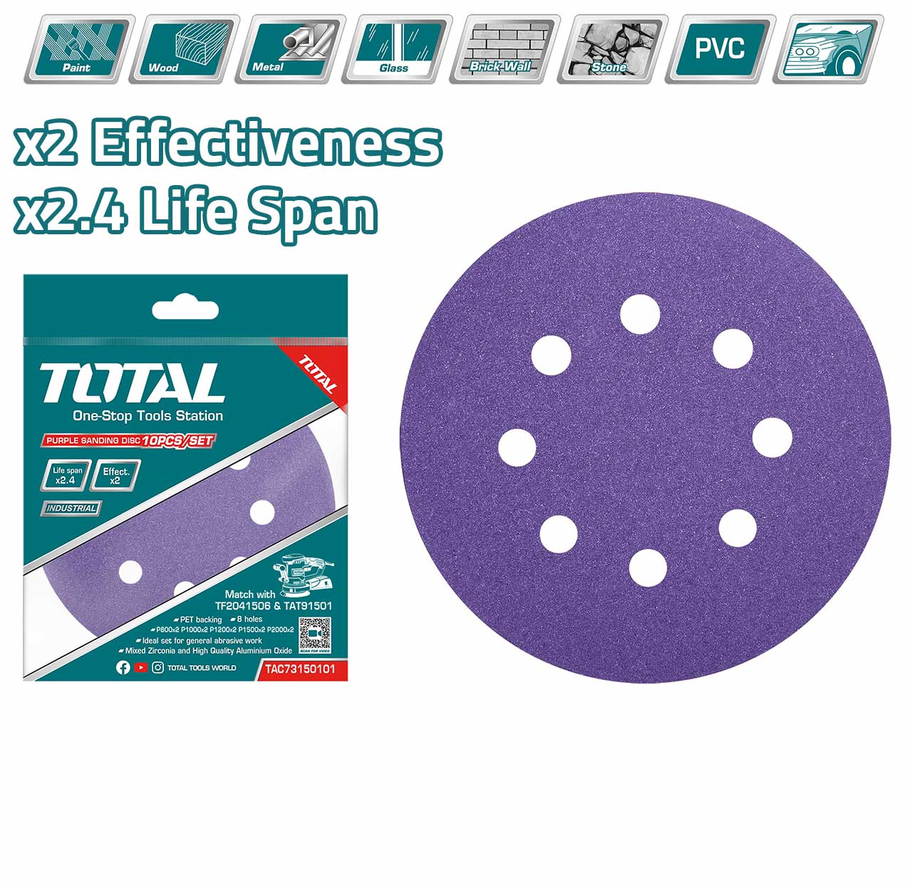 Sand Paper - 9.996 / For Random Orbit Sander / 5Pcs/Set