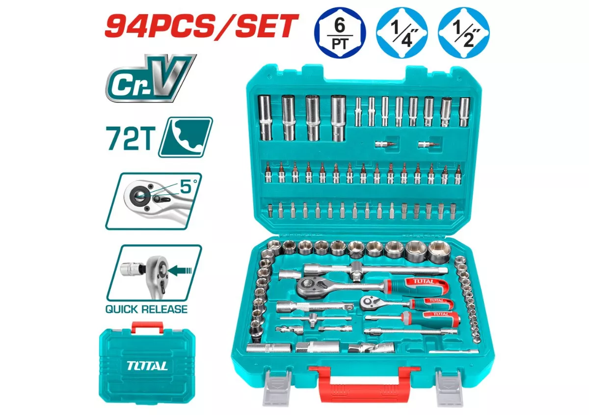 Tool Box Set - 9.995 / Socket Set Spanner 1/4"+1/2" / 94Pcs/Set