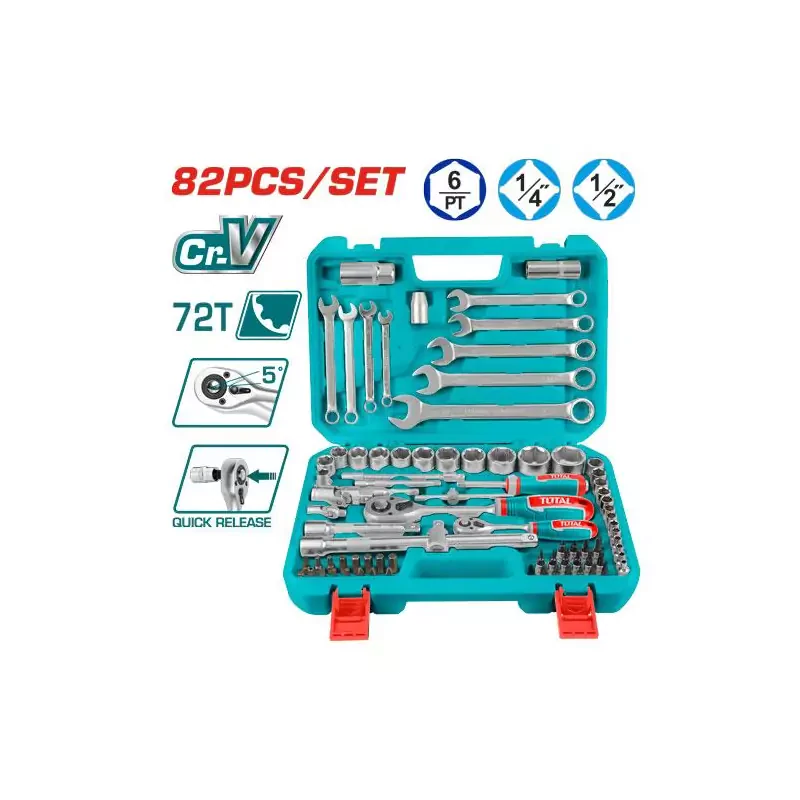 Tool Box Set - 9.993 / Socket Set Spanner 1/4"+1/2" / 82Pcs/Set