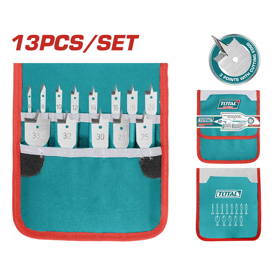 Drill Bit Set - 6 / Flat Wood / 13Pcs/Set
