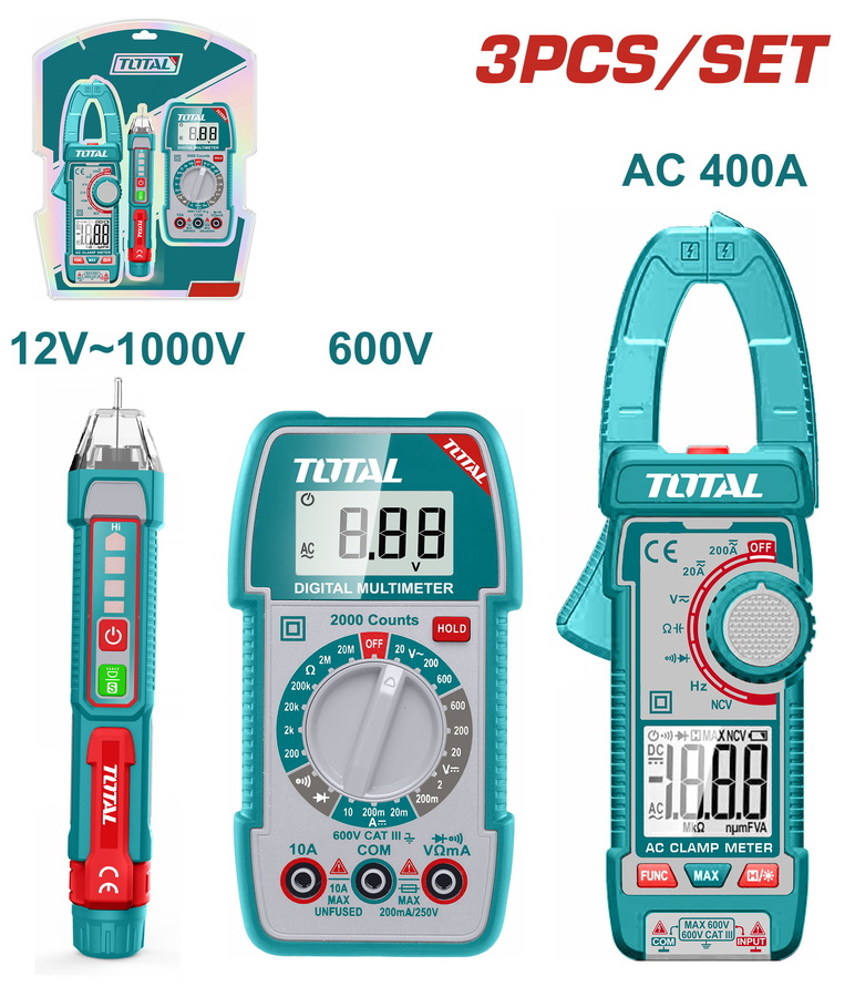 Multimeter - 9.7 / Clamp Meter/ Multimeter / Ac Voltage Detector / 3Pcs/Set