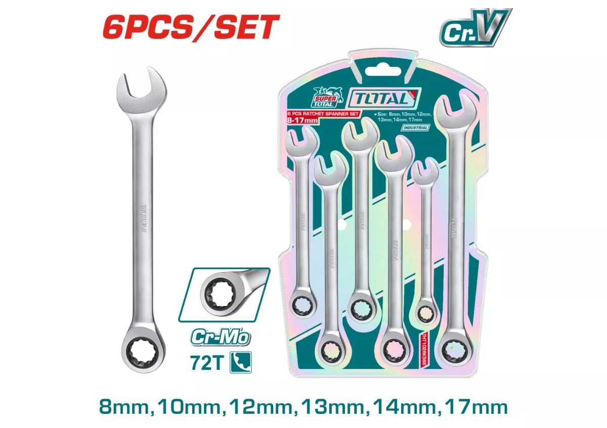 Spanner Set - 6 Combination / Ratchet Type / 6Pcs/Set