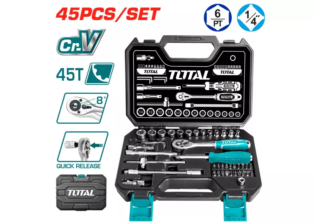 Tool Box Set - 9.97 / Socket Set / 1/4" / 45Pcs/Set