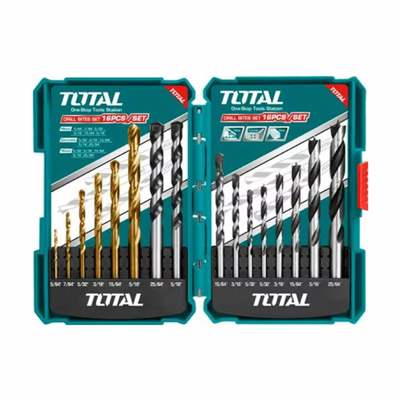 Drill Bit Set - 9.98 / Straight Shank / Metal, Concrete And Wood / 16Pcs/Set