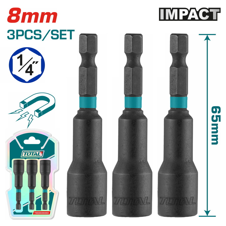 Screw Driver Bit Nut Setter - 1 / Magnetic / 3Pcs/Set