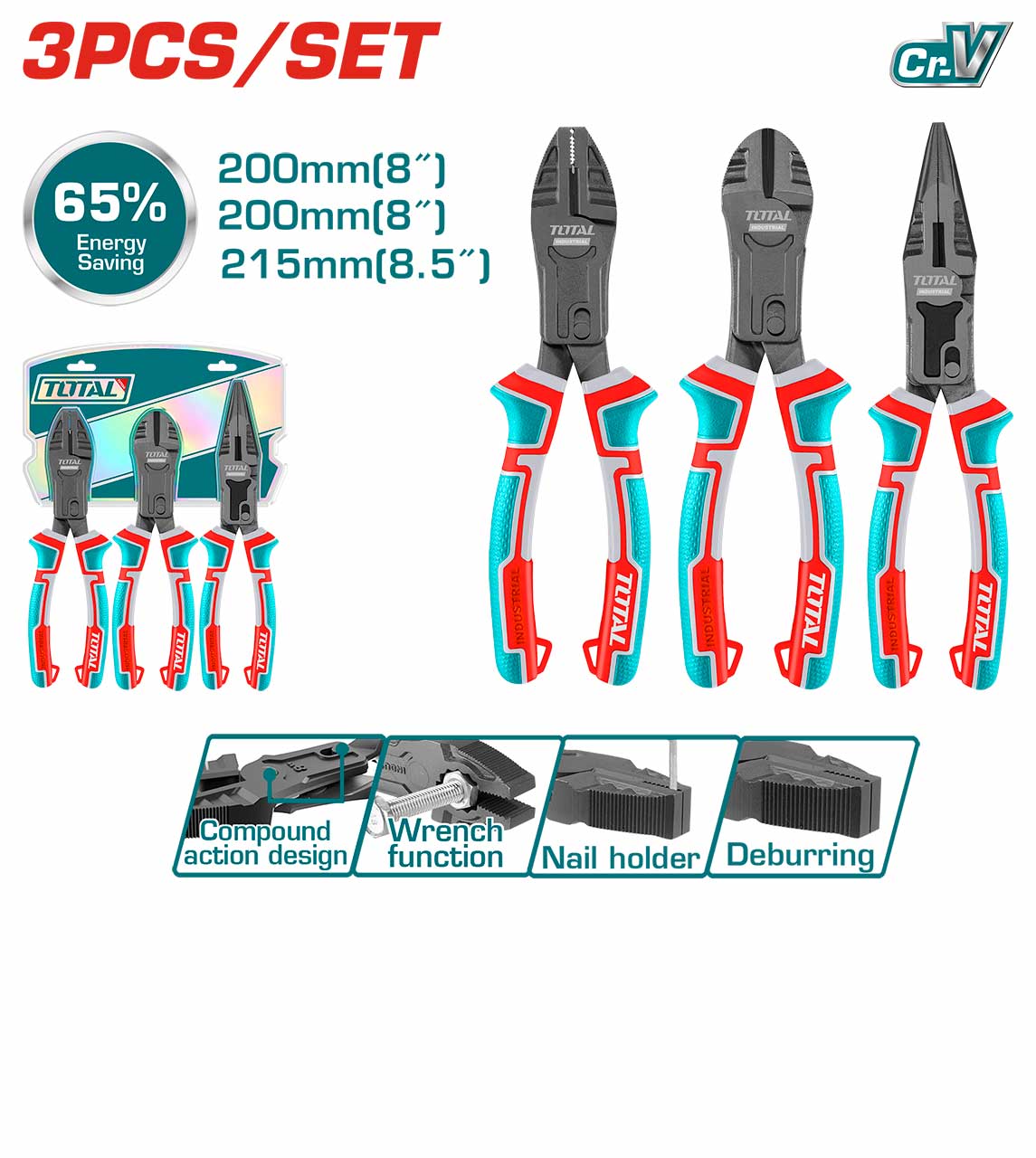 Plier Set - 7 / 3Pcs/Set / Compound Action