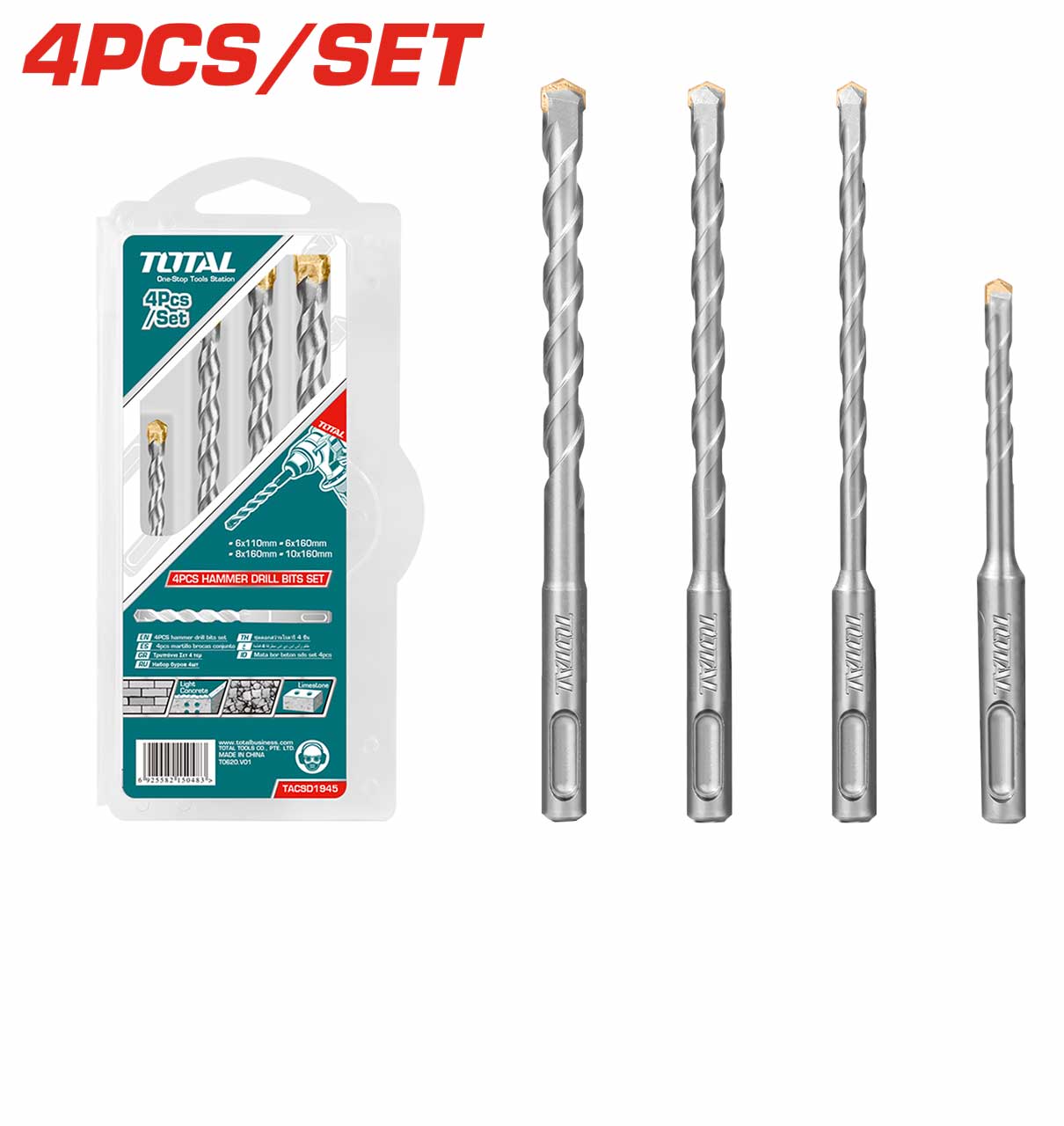 Drill Bit Set - 9.92 / Sds Plus / 10Pcs/Set