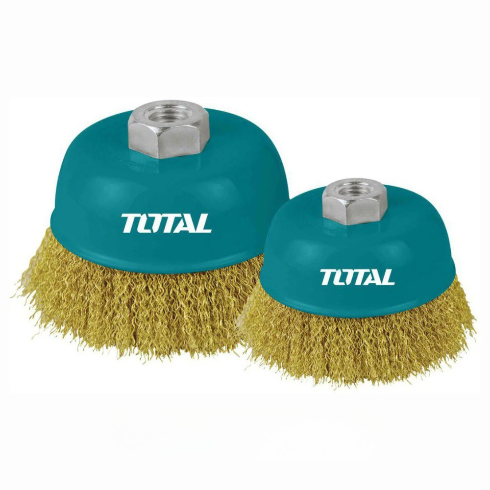Wire Cup Brush With Nut / Soft / Golden - 6
