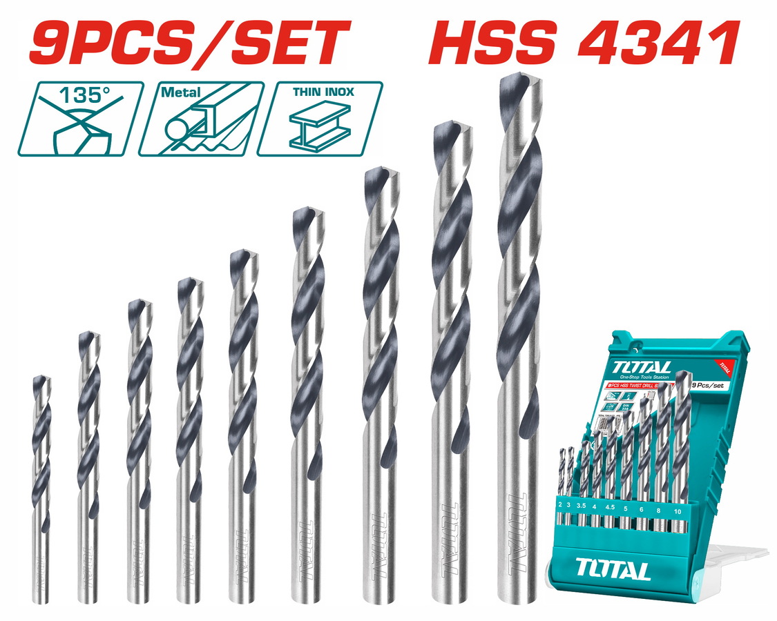 Drill Bit Set - 9.3 / Hss / Twisted / 9Pcs/Set