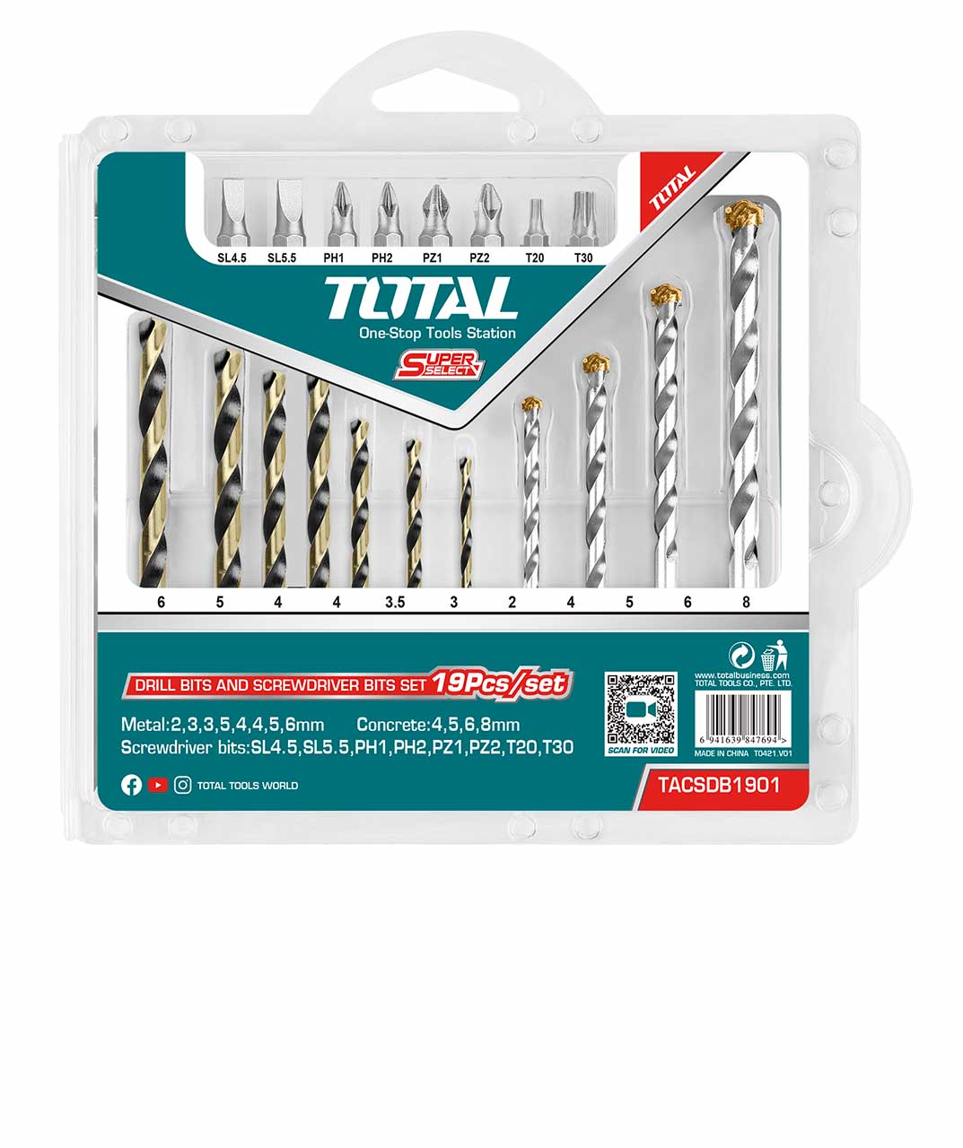 Drill Bit Set - 9.992 / Screw Driver Bit Set / 19Pcs/Set