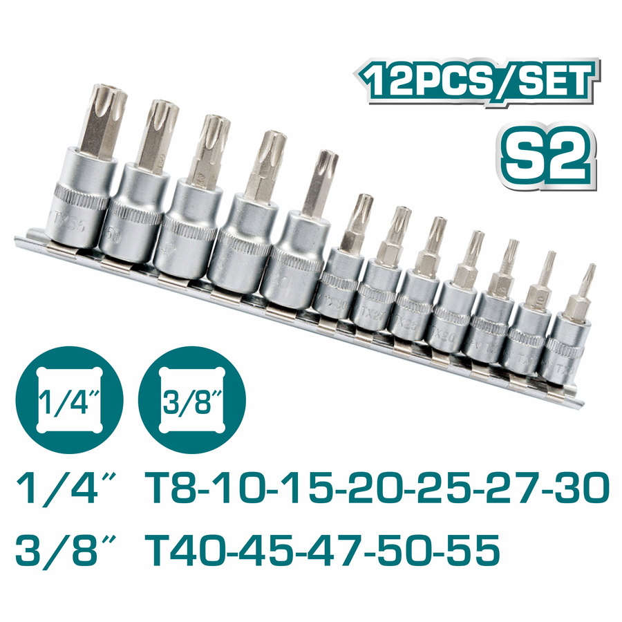 Socket Spanner Set - 2 / 1/4", 3/8" / 12Pcs/Set / Torx Bit