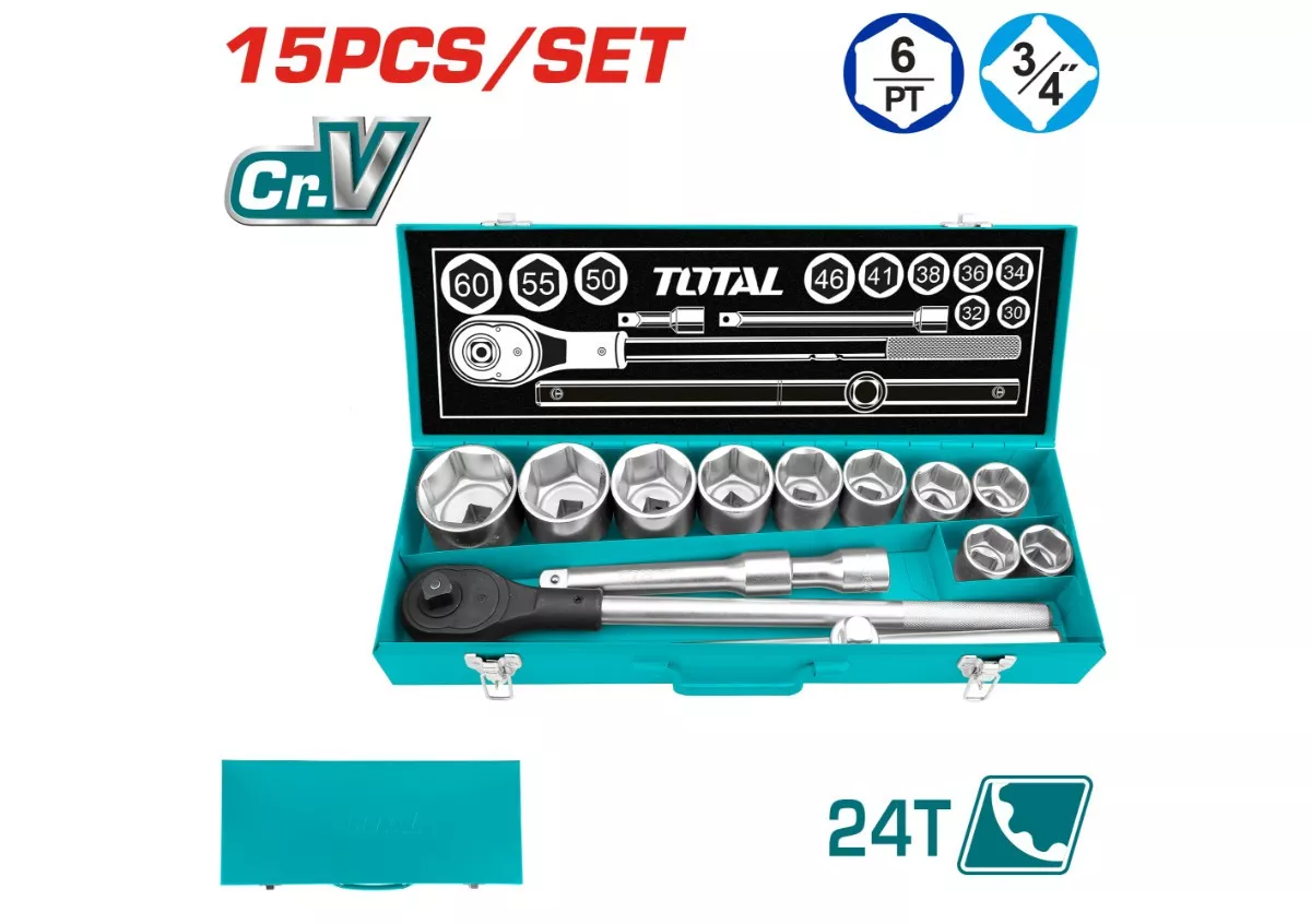 Tool Box Set - 9.9993 / Socket Spanner / 3/4"/ 15Pcs/Set