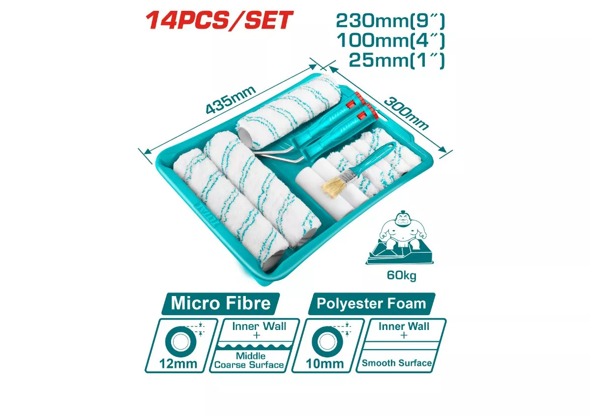 Paint Roller Brush - 9.3 / 14 In 1 Set / Inner Wall