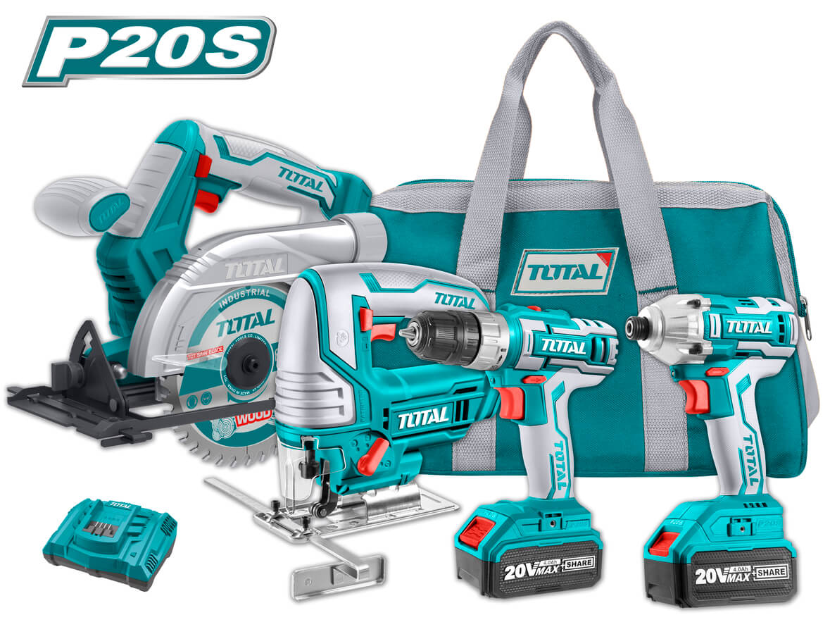 Drill Machine / Cordless Lithium-Ion / Combo Kit 9 - 4Pcs Combo Kit - Drill Machine / Impact Driver / Jigsaw / Circular Saw