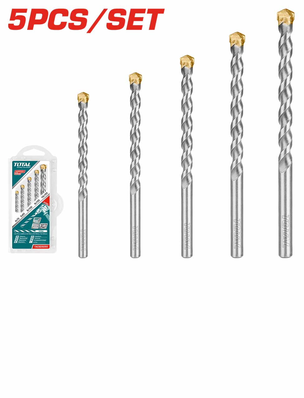 Drill Bit Set - 9.91 / Masonry / Straight Shank / 5Pcs/Set