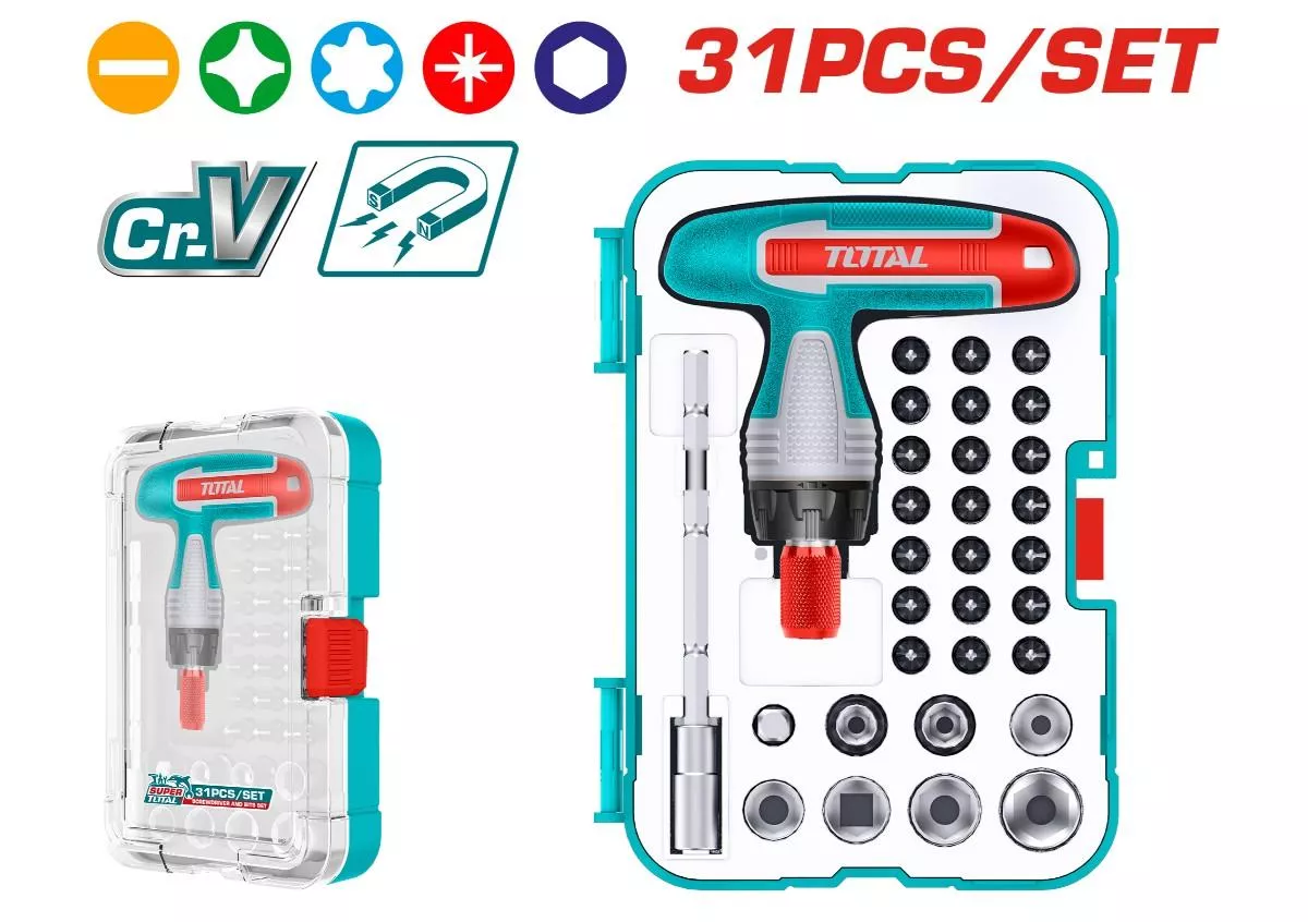 Screw Driver Bit Set - 6 / 31Pcs/Set / T Handle Wrench