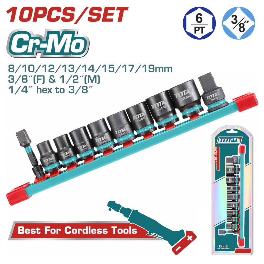 Socket Spanner Set - 7 / 1/4" / 3/8", 10Pcs/Set / Impact Socket