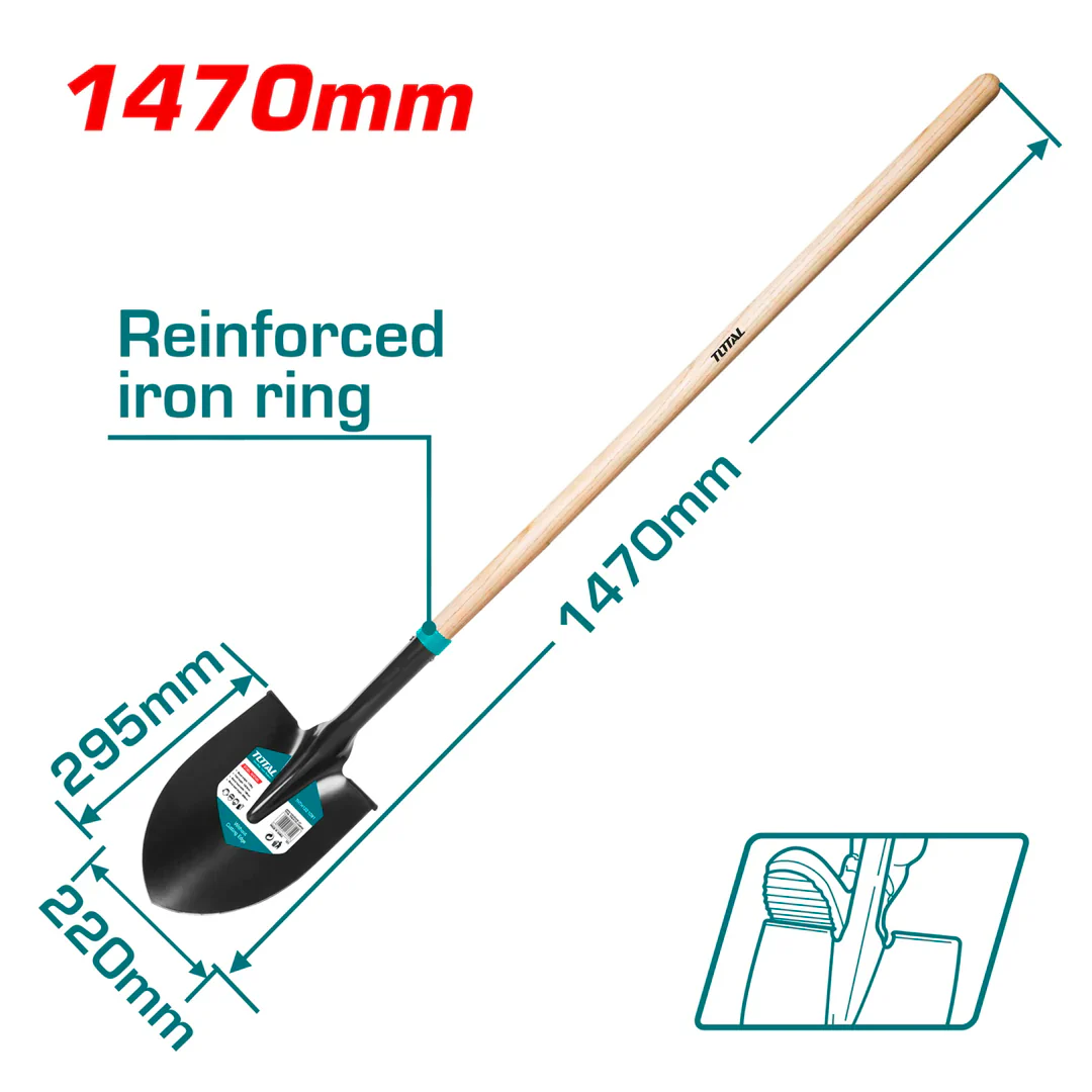 Garden Tool 9.6 / Shovel With Wooden Handle, Steel