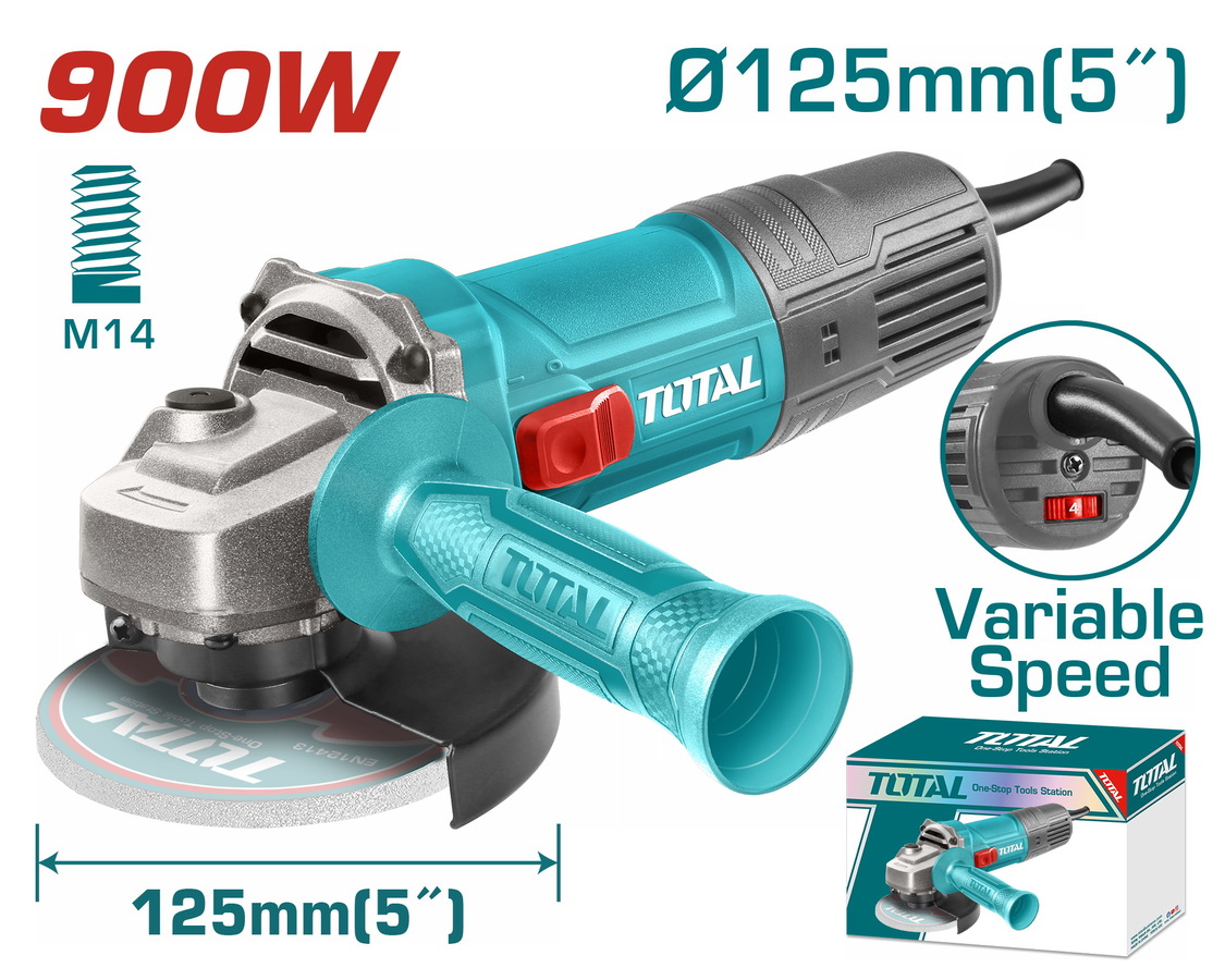 TOTAL ANGLE GRINDER 900W - 125mm WITH ADJUSTABLE SPEED
