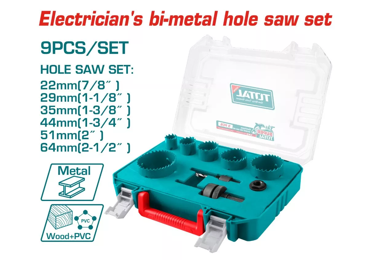 Hole Saw Set - 5 / Bi-Metal 9Pcs/Set / Electrician's