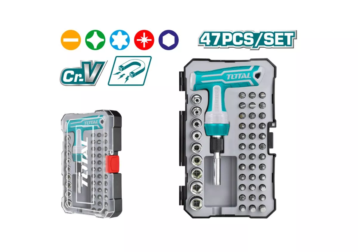 Screw Driver Bit Set - 7 / 47Pcs/Set / T Handle Wrench