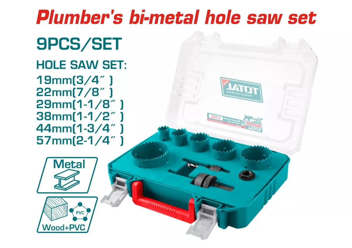 Hole Saw Set - 4 / Bi-Metal 9Pcs/Set / Plumber's