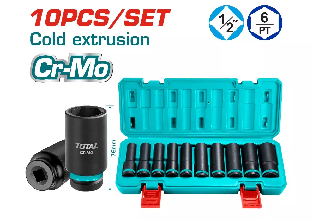 Socket Spanner Set - 9.5 / Impact 1/2", 10Pcs/Set / Deep