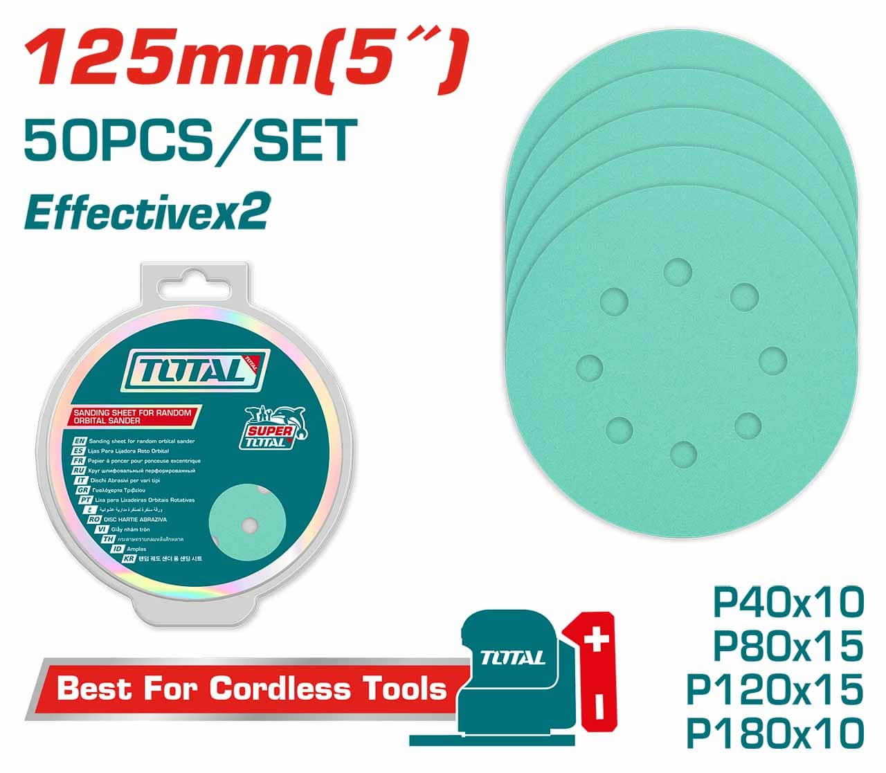 Sand Paper - 9.995/ For Random Orbit Sander / 50Pcs/Set