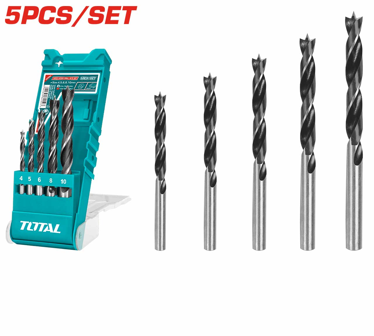 Drill Bit Set - 4 / Wood / 5Pcs/Set