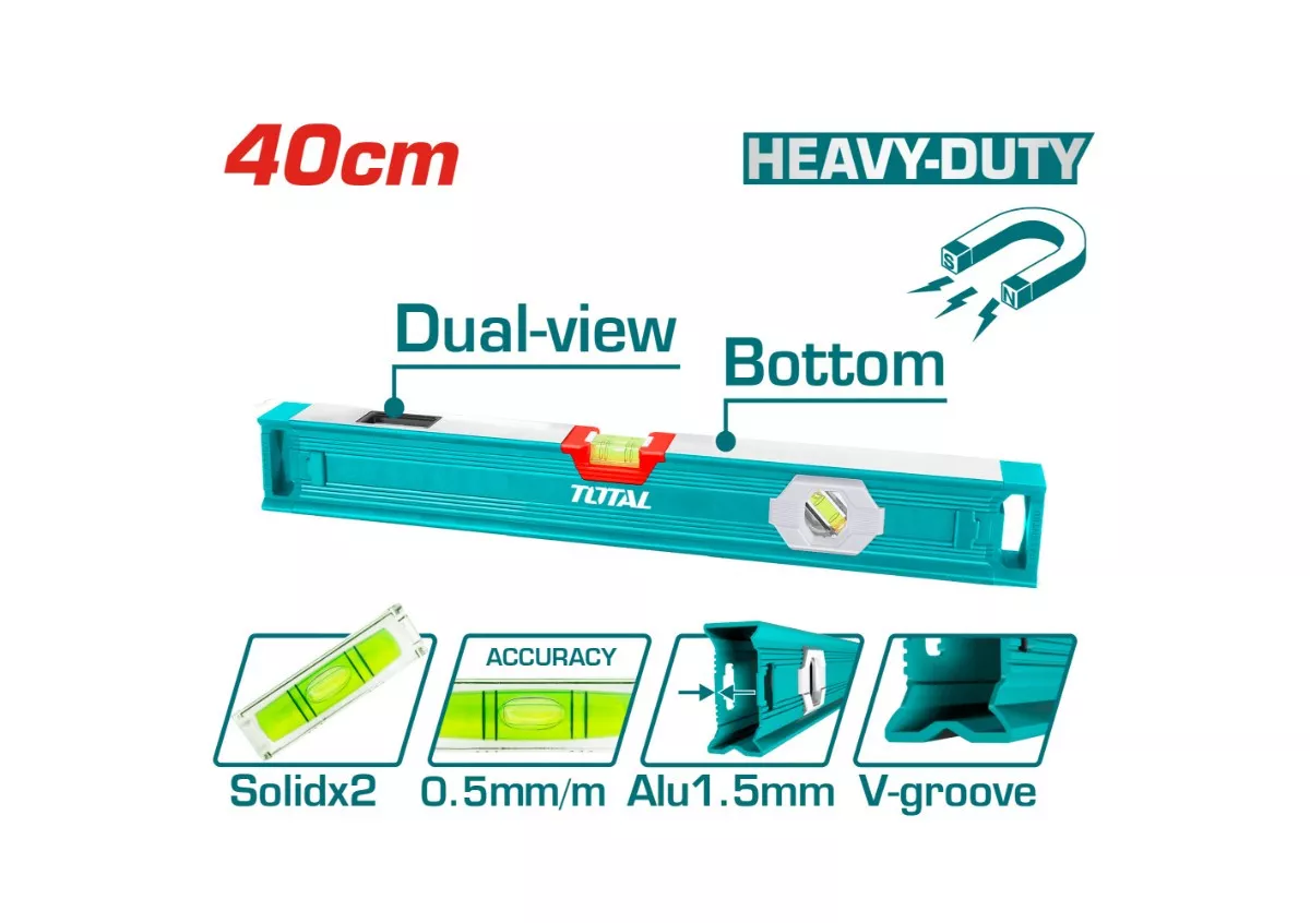 Spirit Level (With Powerful Magnets) - 9.4