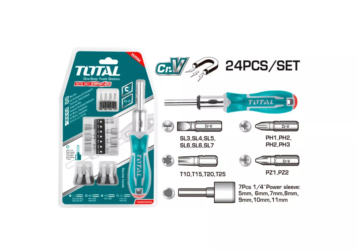 Screw Driver Bit Set - 9.3 / 24Pcs/Set / Ratchet Type